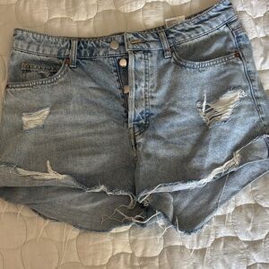H&M Faded Blue Ripped Jean Shorts